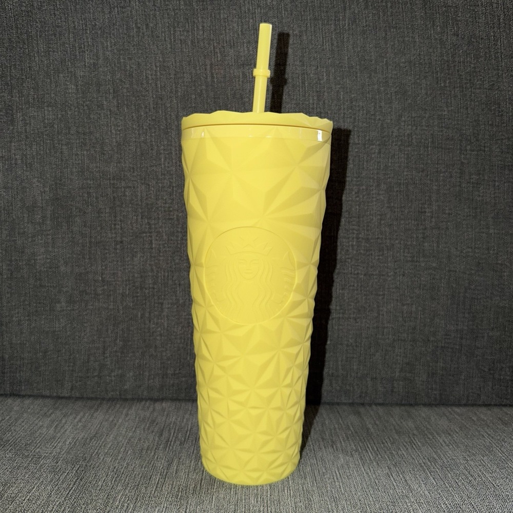 Starbucks‎ Tumbler 24oz Summer 2025 Yellow Geometric Cold Cup New